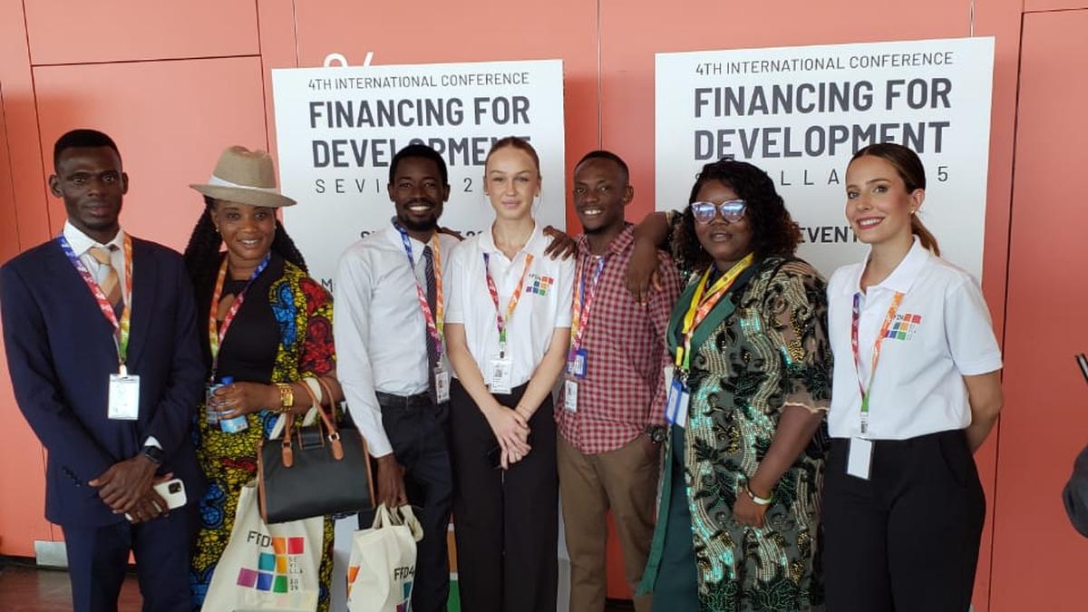 The SANAD team posing together at the 4th International Conference on Financing for Development, Seville 2025